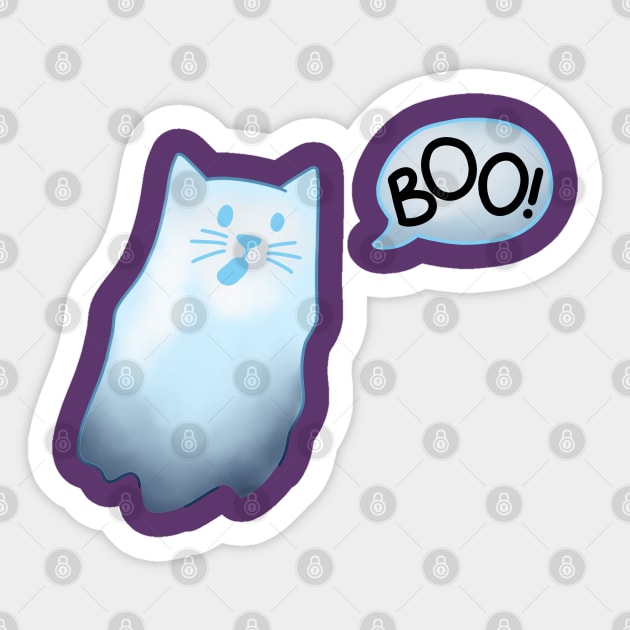 Ghost Cat Sticker by Doodlecats 